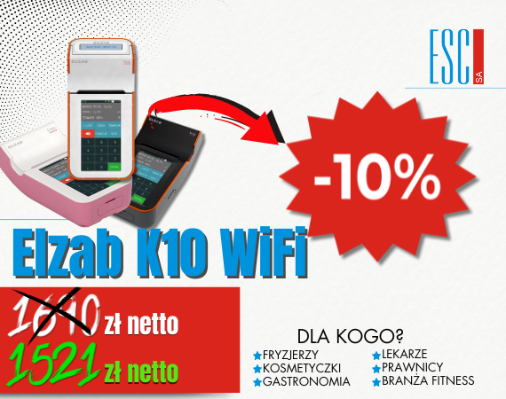 Takiej ceny kasy fiskalnej Elzab K10 Online WiFi jeszcze nie byo! 